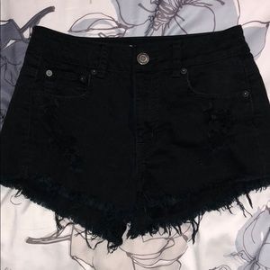 Black high rise jean shorts